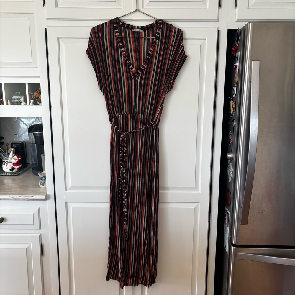 Zara Striped Maxi Dress in Black, Red, Green - Picture 5 of 8